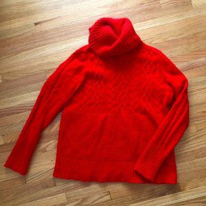 Gap Red Cable Knit Turtleneck Sweater, Size Medium